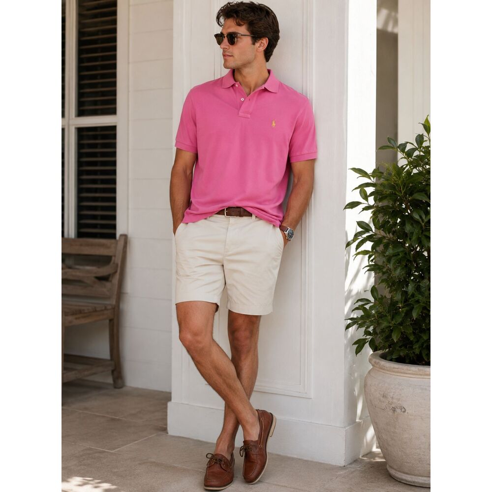 Polo Ralph Lauren Pink Classic Fit Polo Shirt Men's Large 100% Cotton Pony Logo